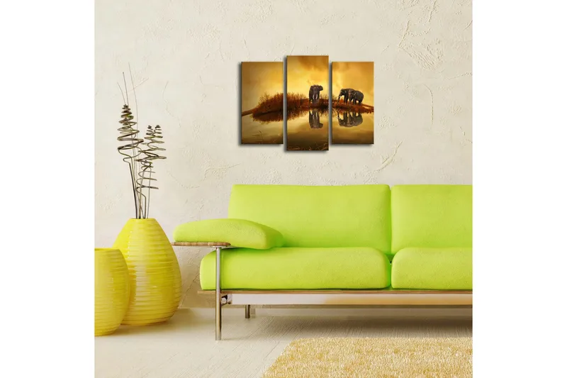 Canvasbilde Dekorativ LED-belysning 3 Deler - Flerfarget - Interiør - Maleri & posters - Lerretsbilder