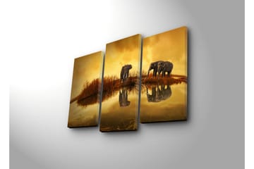 Canvasbilde Dekorativ LED-belysning 3 Deler - Flerfarget - Interiør - Maleri & posters - Lerretsbilder