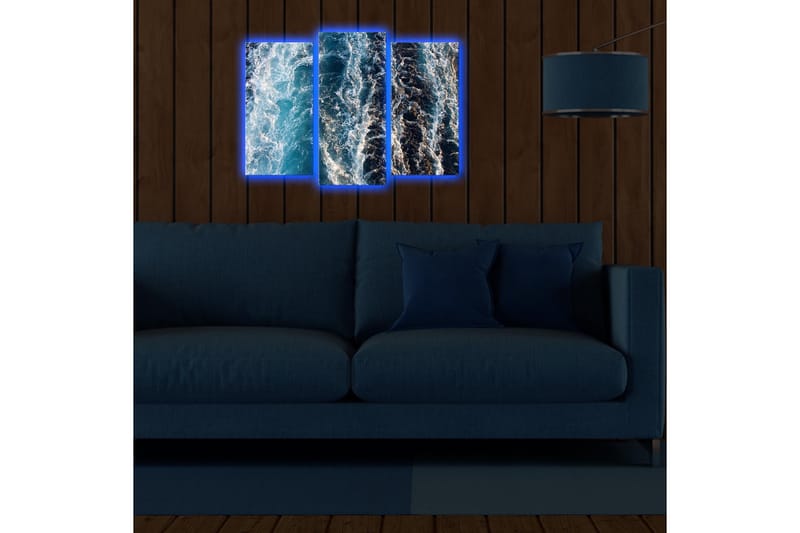 Canvasbilde Dekorativ LED-belysning 3 Deler - Flerfarget - Interiør - Maleri & posters - Lerretsbilder