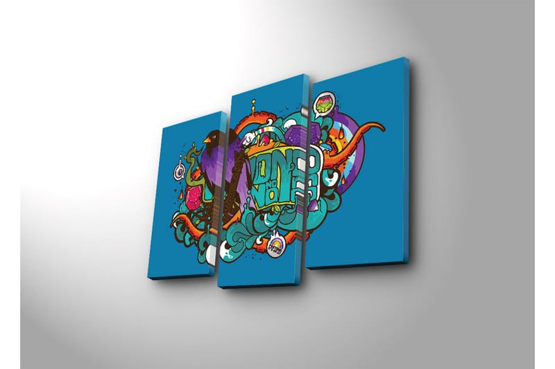 Canvasbilde Dekorativ LED-belysning 3 Deler - Flerfarget - Interiør - Maleri & posters - Lerretsbilder