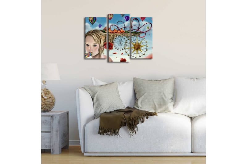 Canvasbilde Dekorativ LED-belysning 3 Deler - Flerfarget - Interiør - Maleri & posters - Lerretsbilder