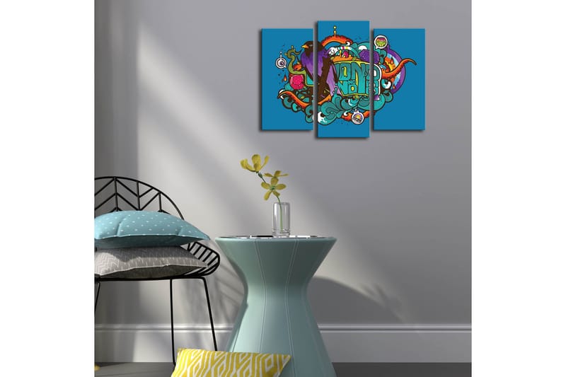 Canvasbilde Dekorativ LED-belysning 3 Deler - Flerfarget - Interiør - Maleri & posters - Lerretsbilder