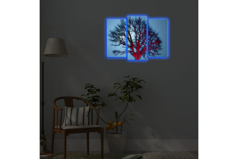 Canvasbilde Dekorativ LED-belysning 3 Deler - Flerfarget - Interiør - Maleri & posters - Lerretsbilder