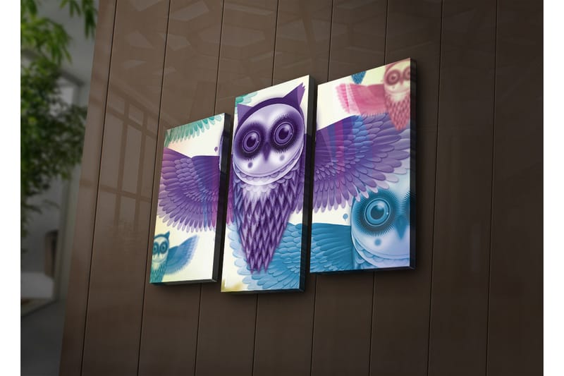 Canvasbilde Dekorativ LED-belysning 3 Deler - Flerfarget - Interiør - Maleri & posters - Lerretsbilder