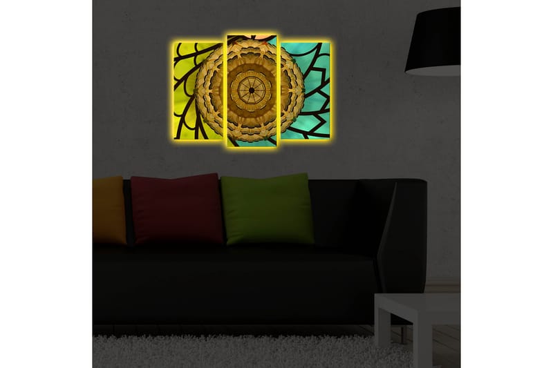Canvasbilde Dekorativ LED-belysning 3 Deler - Flerfarget - Interiør - Maleri & posters - Lerretsbilder