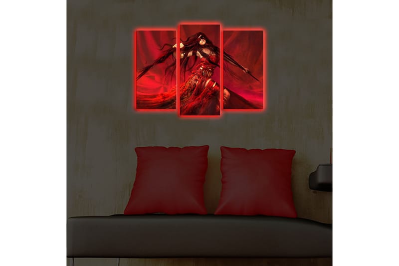 Canvasbilde Dekorativ LED-belysning 3 Deler - Flerfarget - Interiør - Maleri & posters - Lerretsbilder