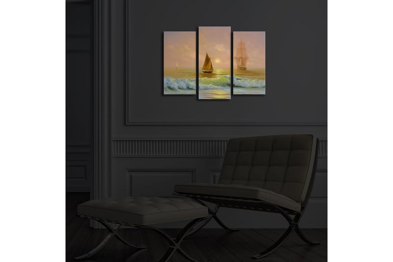 Canvasbilde Dekorativ LED-belysning 3 Deler - Flerfarget - Interiør - Maleri & posters - Lerretsbilder