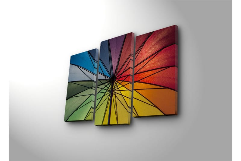 Canvasbilde Dekorativ LED-belysning 3 Deler - Flerfarget - Interiør - Maleri & posters - Lerretsbilder