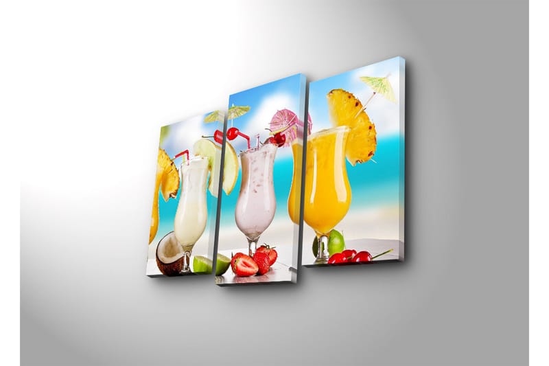 Canvasbilde Dekorativ LED-belysning 3 Deler - Flerfarget - Interiør - Maleri & posters - Lerretsbilder
