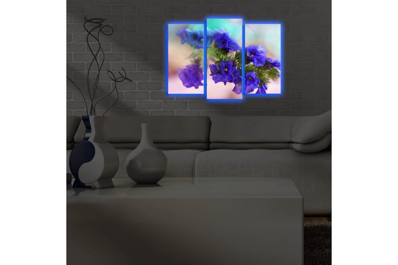 Canvasbilde Dekorativ LED-belysning 3 Deler - Flerfarget - Interiør - Maleri & posters - Lerretsbilder