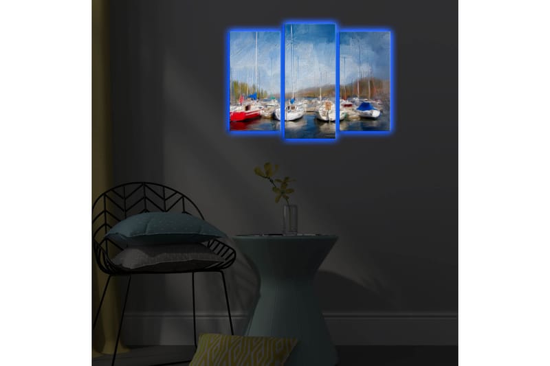 Canvasbilde Dekorativ LED-belysning 3 Deler - Flerfarget - Interiør - Maleri & posters - Lerretsbilder