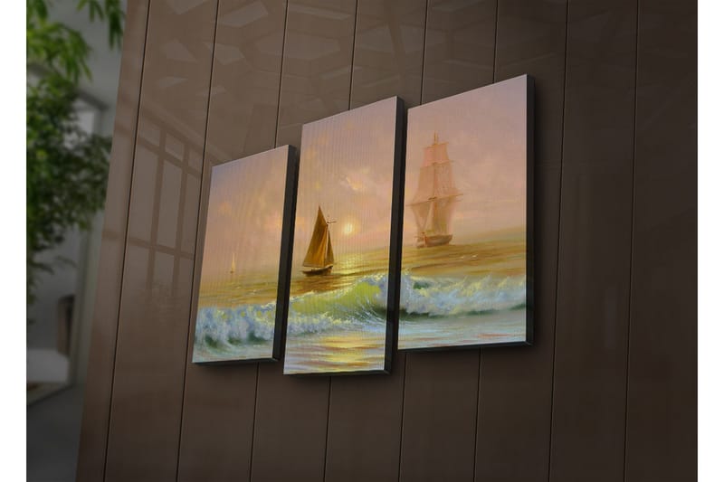 Canvasbilde Dekorativ LED-belysning 3 Deler - Flerfarget - Interiør - Maleri & posters - Lerretsbilder