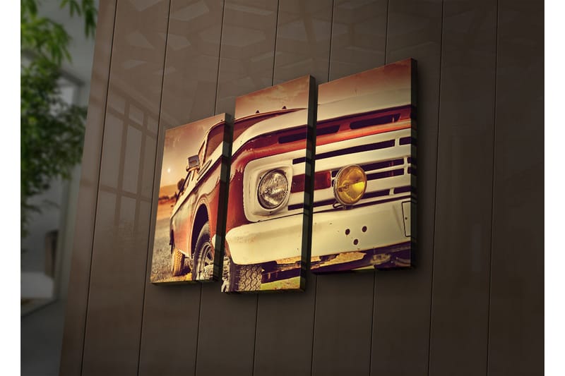 Canvasbilde Dekorativ LED-belysning 3 Deler - Flerfarget - Interiør - Maleri & posters - Lerretsbilder
