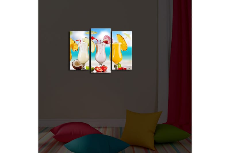 Canvasbilde Dekorativ LED-belysning 3 Deler - Flerfarget - Interiør - Maleri & posters - Lerretsbilder