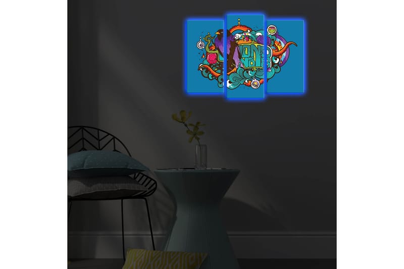 Canvasbilde Dekorativ LED-belysning 3 Deler - Flerfarget - Interiør - Maleri & posters - Lerretsbilder