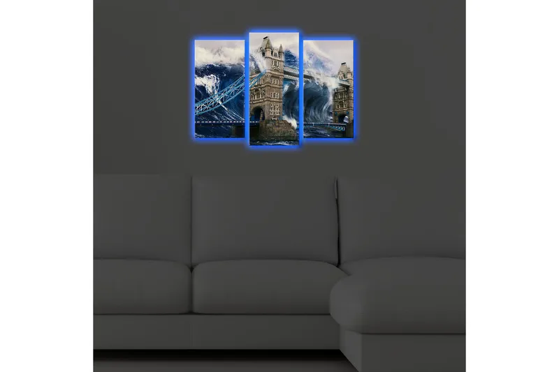 Canvasbilde Dekorativ LED-belysning 3 Deler - Flerfarget - Interiør - Maleri & posters - Lerretsbilder