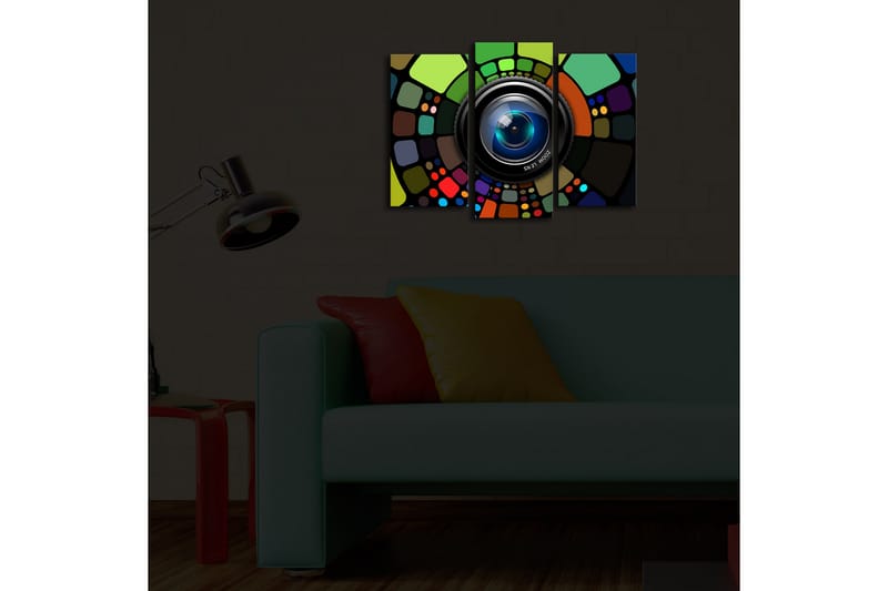 Canvasbilde Dekorativ LED-belysning 3 Deler - Flerfarget - Interiør - Maleri & posters - Lerretsbilder