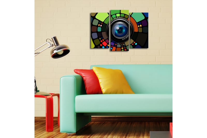 Canvasbilde Dekorativ LED-belysning 3 Deler - Flerfarget - Interiør - Maleri & posters - Lerretsbilder