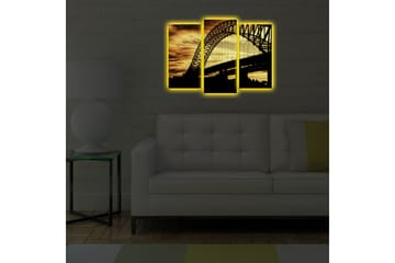 Canvasbilde Dekorativ LED-belysning 3 Deler - Flerfarget - Interiør - Maleri & posters - Lerretsbilder