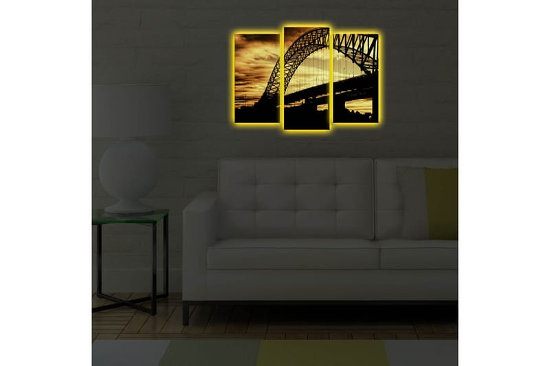 Canvasbilde Dekorativ LED-belysning 3 Deler - Flerfarget - Interiør - Maleri & posters - Lerretsbilder