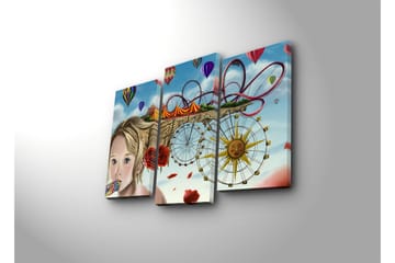 Canvasbilde Dekorativ LED-belysning 3 Deler - Flerfarget - Interiør - Maleri & posters - Lerretsbilder