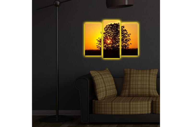 Canvasbilde Dekorativ LED-belysning 3 Deler - Flerfarget - Interiør - Maleri & posters - Lerretsbilder