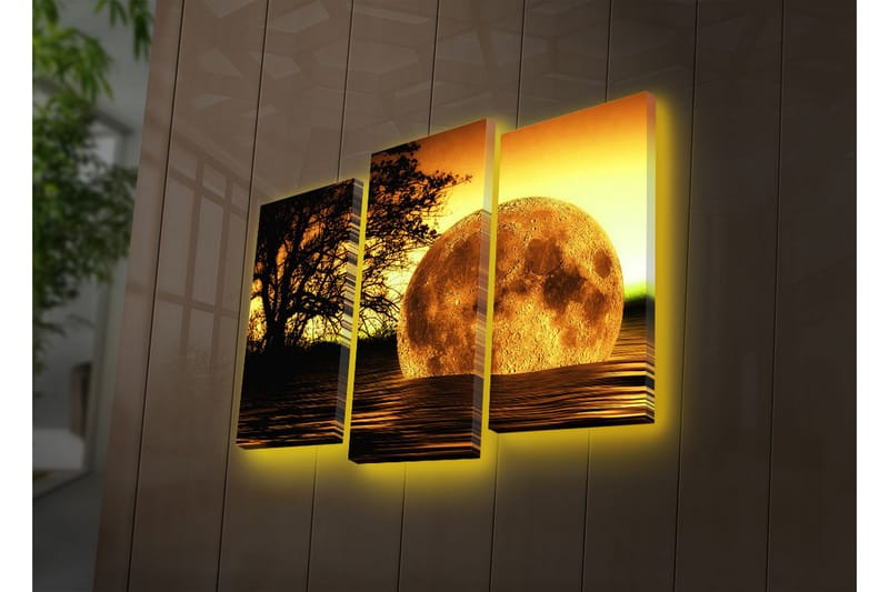 Canvasbilde Dekorativ LED-belysning 3 Deler - Flerfarget - Interiør - Maleri & posters - Lerretsbilder