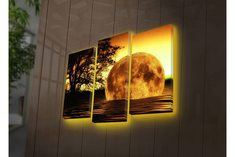 Canvasbilde Dekorativ LED-belysning 3 Deler - Flerfarget - Lerretsbilder