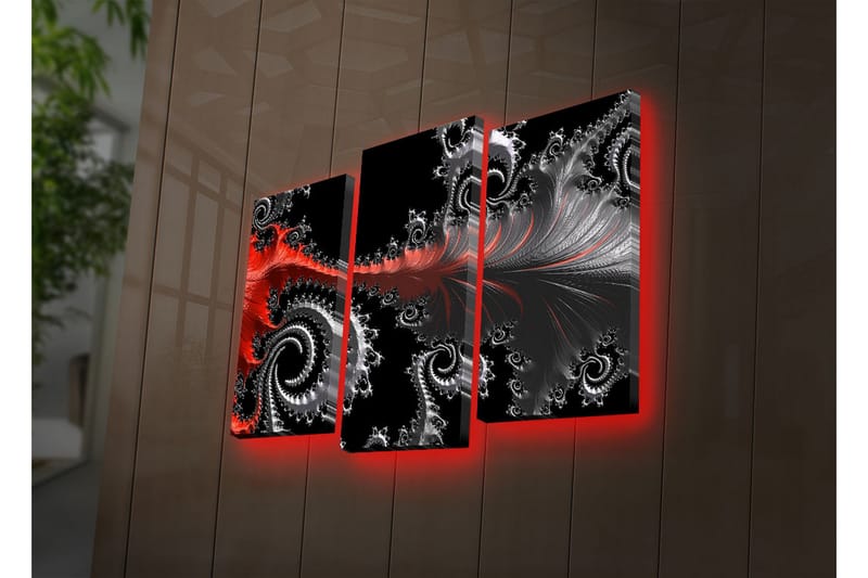 Canvasbilde Dekorativ LED-belysning 3 Deler - Flerfarget - Interiør - Maleri & posters - Lerretsbilder