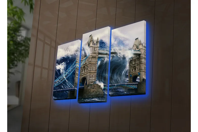 Canvasbilde Dekorativ LED-belysning 3 Deler - Flerfarget - Interiør - Maleri & posters - Lerretsbilder