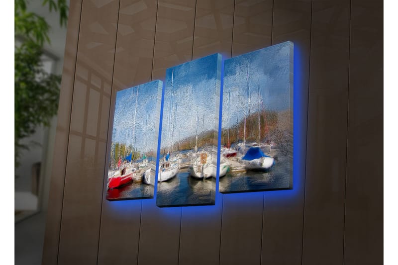 Canvasbilde Dekorativ LED-belysning 3 Deler - Flerfarget - Interiør - Maleri & posters - Lerretsbilder