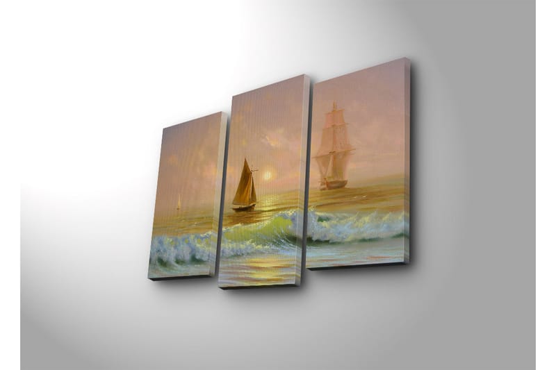 Canvasbilde Dekorativ LED-belysning 3 Deler - Flerfarget - Interiør - Maleri & posters - Lerretsbilder