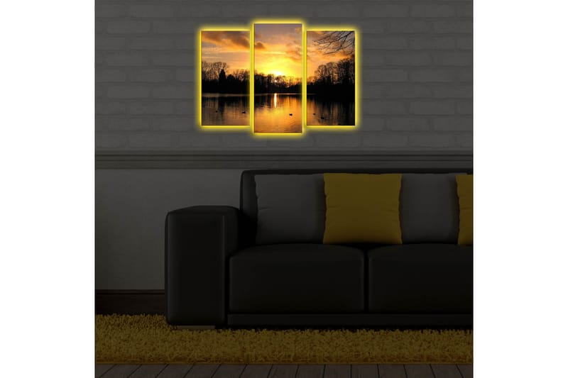 Canvasbilde Dekorativ LED-belysning 3 Deler - Flerfarget - Lerretsbilder