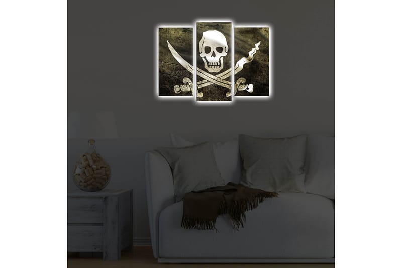 Canvasbilde Dekorativ LED-belysning 3 Deler - Flerfarget - Interiør - Maleri & posters - Lerretsbilder