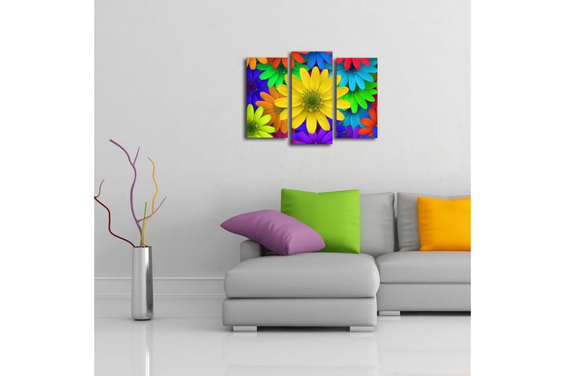 Canvasbilde Dekorativ LED-belysning 3 Deler - Flerfarget - Interiør - Maleri & posters - Lerretsbilder