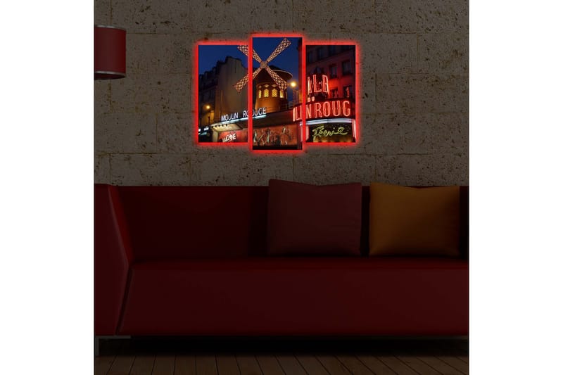 Canvasbilde Dekorativ LED-belysning 3 Deler - Flerfarget - Interiør - Maleri & posters - Lerretsbilder