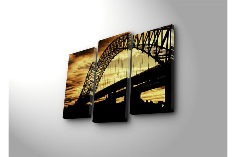 Canvasbilde Dekorativ LED-belysning 3 Deler - Flerfarget - Interiør - Maleri & posters - Lerretsbilder