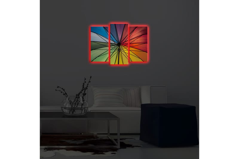 Canvasbilde Dekorativ LED-belysning 3 Deler - Flerfarget - Interiør - Maleri & posters - Lerretsbilder