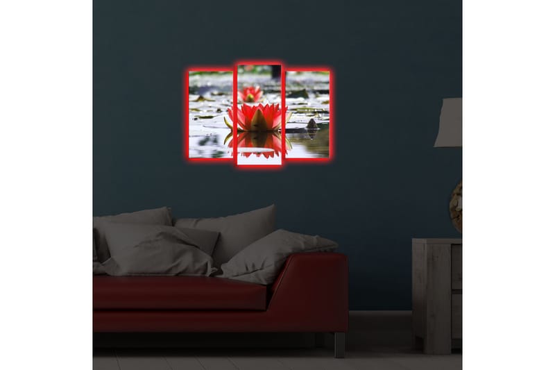 Canvasbilde Dekorativ LED-belysning 3 Deler - Flerfarget - Interiør - Maleri & posters - Lerretsbilder