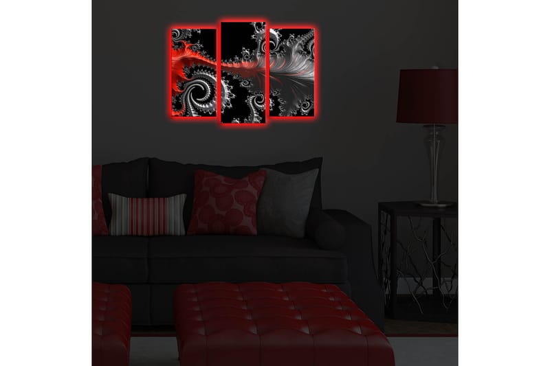 Canvasbilde Dekorativ LED-belysning 3 Deler - Flerfarget - Interiør - Maleri & posters - Lerretsbilder
