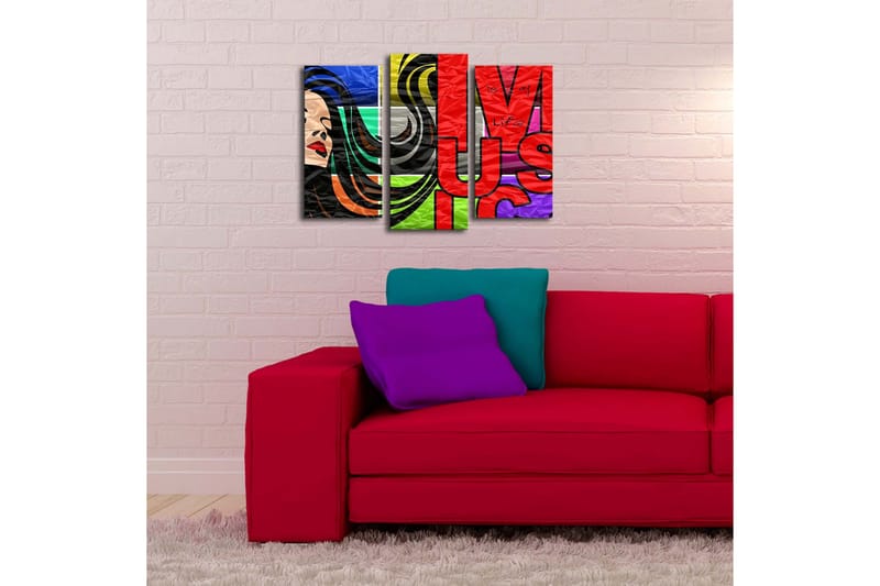 Canvasbilde Dekorativ LED-belysning 3 Deler - Flerfarget - Interiør - Maleri & posters - Lerretsbilder