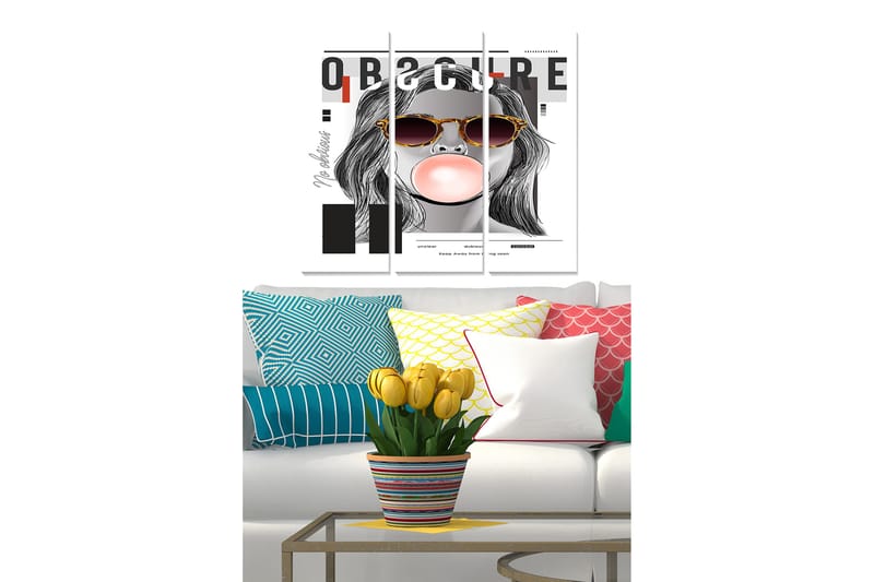 Canvasbilde Fashion 3-pk Flerfarget, 22x05 cm