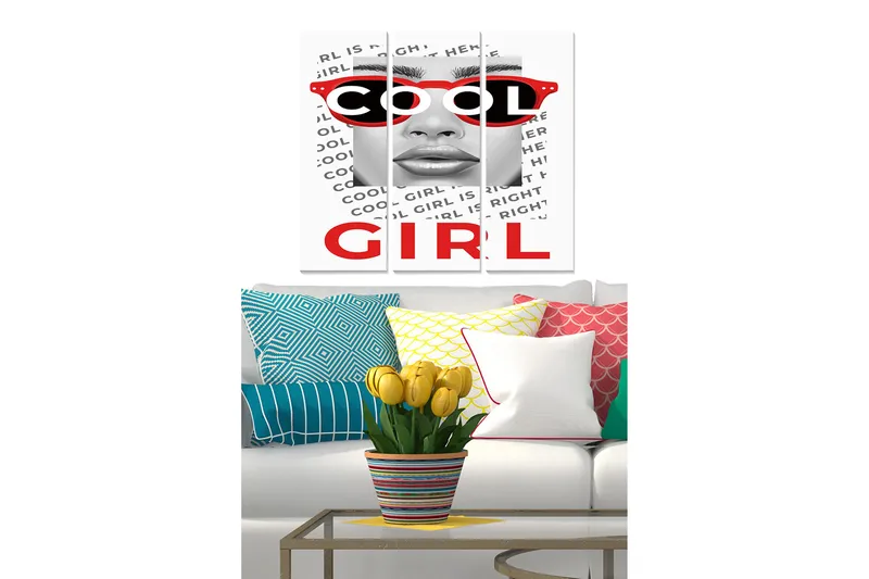 Canvasbilde Fashion 3-pk Flerfarget, 22x05 cm