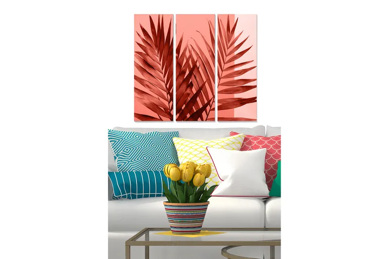 Canvasbilde Floral 3-pk flerfarget, 22x05 cm