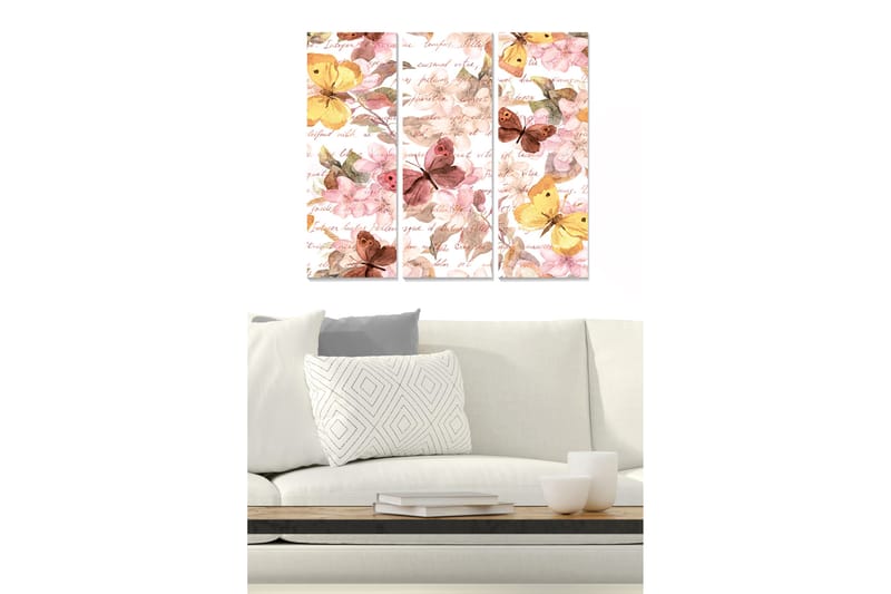 Canvasbilde Floral 3-pk flerfarget - 22x05 cm - Interiør - Maleri & posters - Lerretsbilder