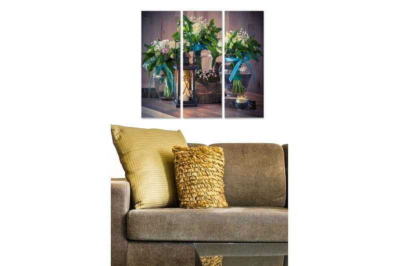 Canvasbilde Floral 3-pk flerfarget - 22x05 cm - Interiør - Maleri & posters - Lerretsbilder