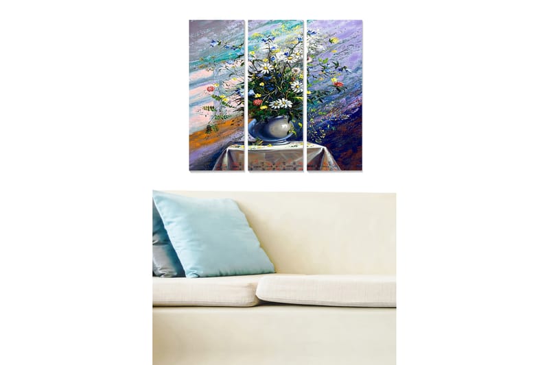 Canvasbilde Floral 3-pk flerfarget - 22x05 cm - Interiør - Maleri & posters - Lerretsbilder