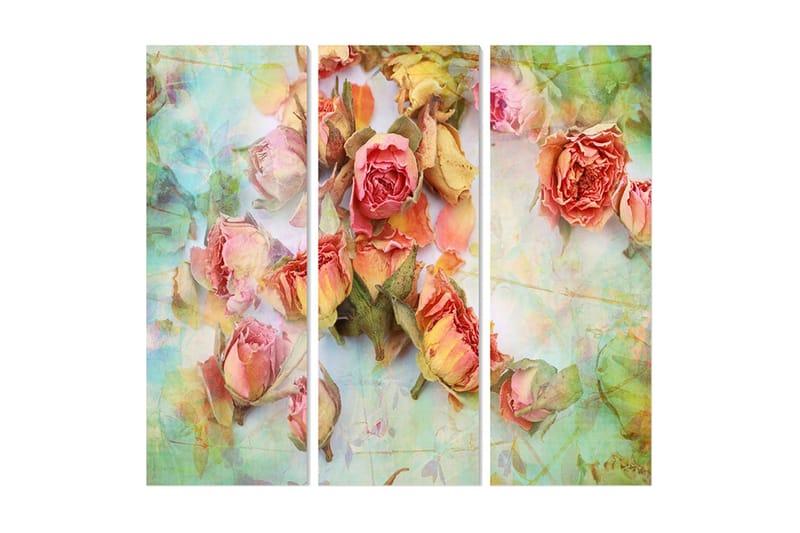 Canvasbilde Floral 3-pk flerfarget - 22x05 cm - Interiør - Maleri & posters - Lerretsbilder
