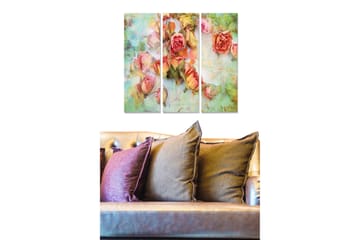 Canvasbilde Floral 3-pk flerfarget - 22x05 cm - Interiør - Maleri & posters - Lerretsbilder