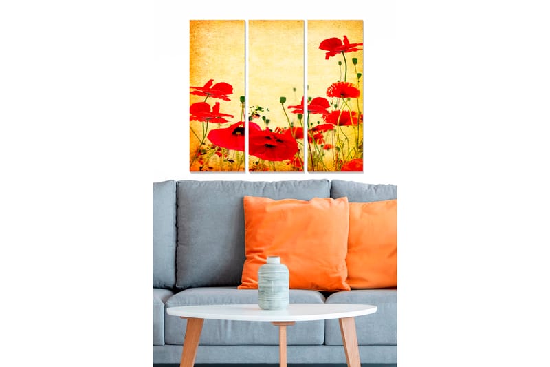 Canvasbilde Floral 3-pk flerfarget - 22x05 cm - Interiør - Maleri & posters - Lerretsbilder